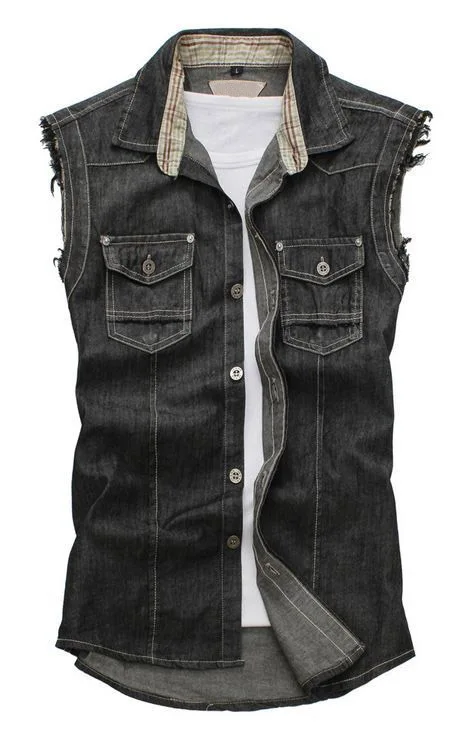 Black Sleeveless Denim Jacket For Men - Buy Sleeveless Denim Jacket