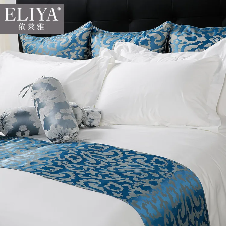 Hotel bedding bed runner set customized 100% cotton silk jacquard hotel ...