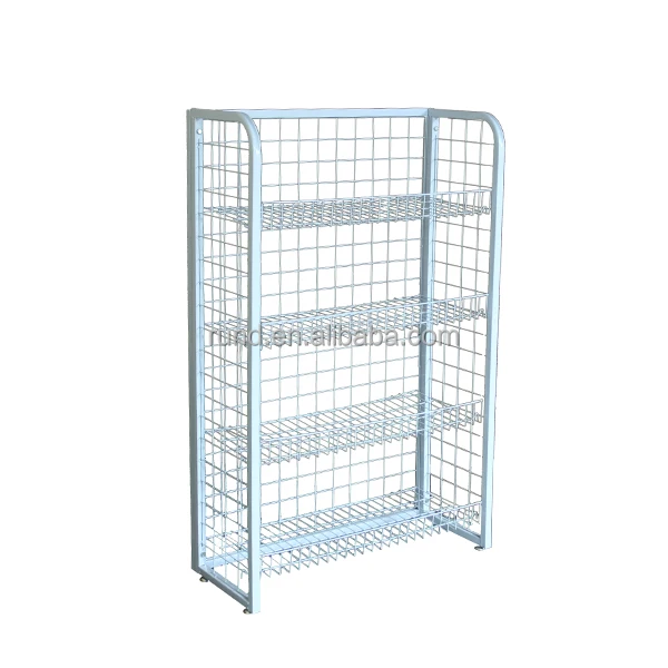 White Bread Shelf Grocery Shop Pink Color Metal Wire Grid Toys Light Duty Display Stand Storage