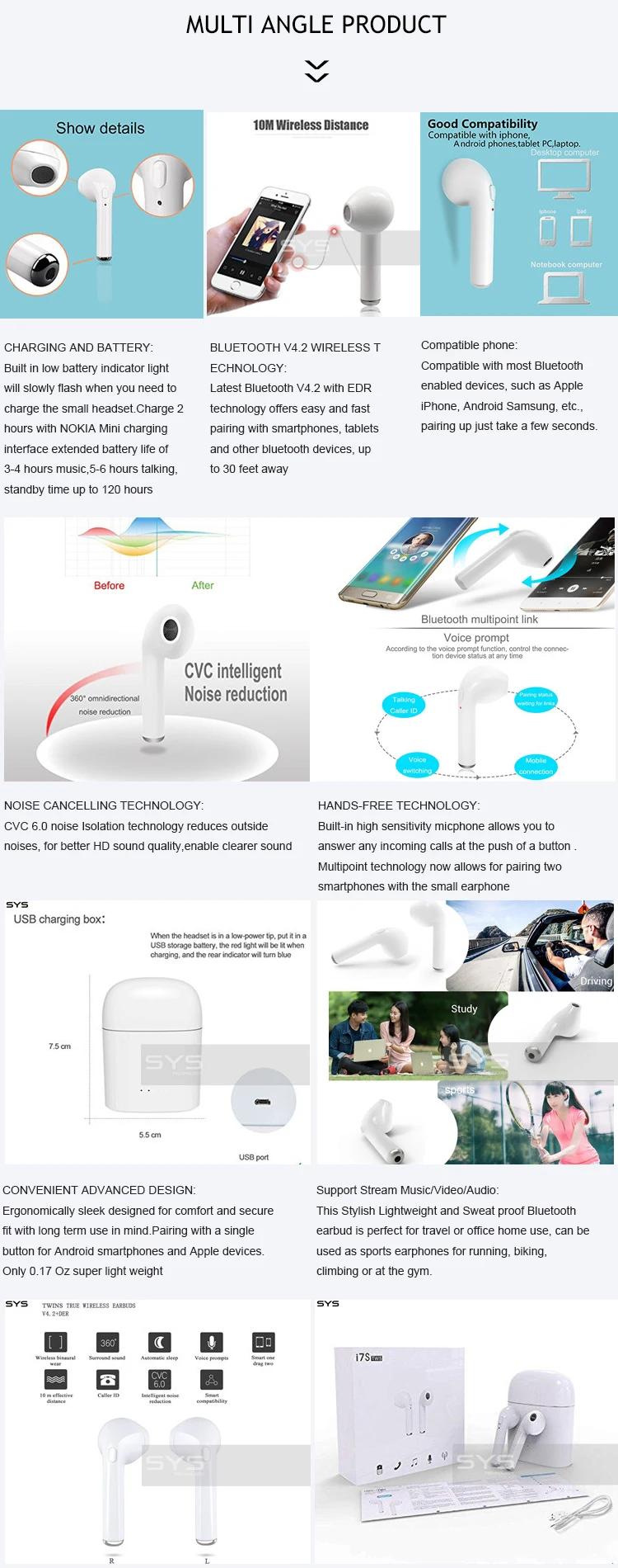 i7s /i7 mini/i9/i9s/i11 Mini TWS In Ear BT Earphone Headphone hifi Twins True Wireless Earbuds - ANKUX.COM