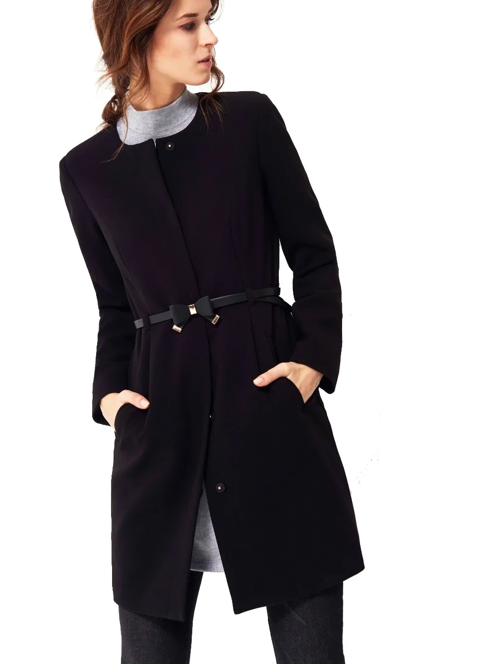 2018 Autumn Winter Ladies Black Custom Classical Fashion Overcoat With ...