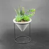 Iron artificial succulent plant vase-inverted short three-dimensional triangle plant decorative pot.