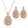 LovelyNEW Yiwu factory 18K Rose Gold Plated Opal Jewelry Fashion Necklace and Earring Set