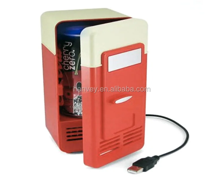 Hanvey Usb Desk Mini Car Fridge Display Battery Powered Glass Door