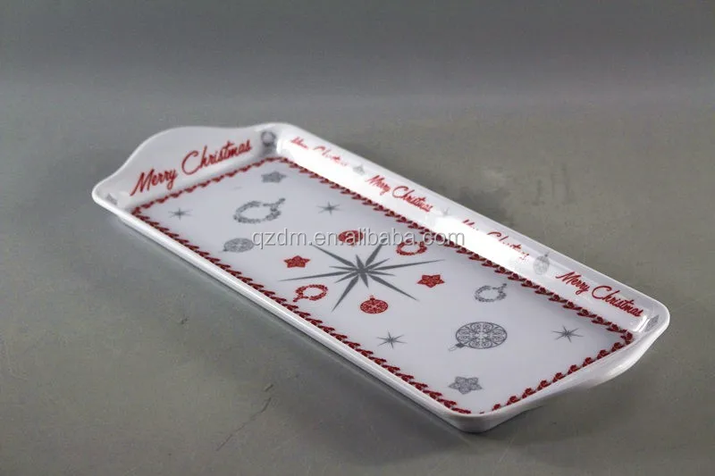 15.5 Inch Melamine Rectangle Tray With 2 Handle For Sale