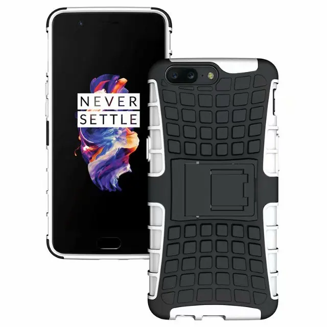 shockproof TPU+PC 2in1 tire pattern bracket cover phone case For 1+5 1+6
