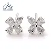 Wholesale four leaf clover bring lucky girl jewelry white gold color loose moissanite diamond earrings for women 2019