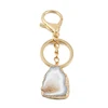 New fashionable wholesale natural stone keychains stainless steel gold crystal druzy agate druzy keychain for gift