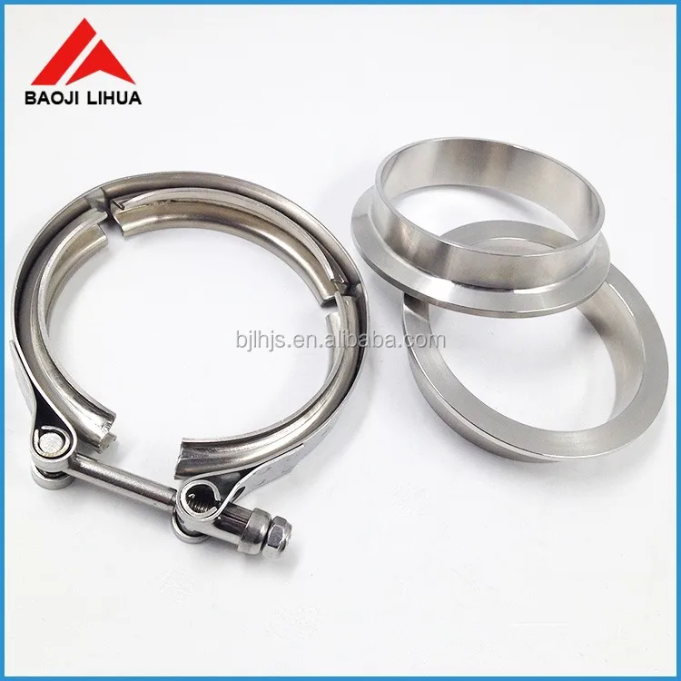 3.0inch titanium v band clamp Flange set with two titanium gr2 flange and one pcs ss 304 pipe clamp