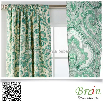 Swirling Leaves Pattern Polyester Cotton Drapery Fabric Textile