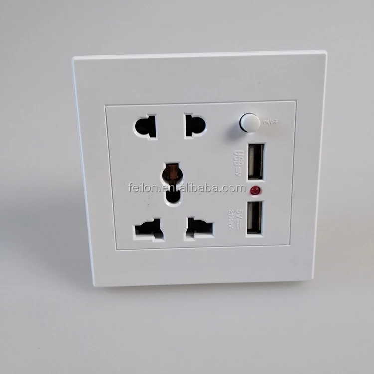 Univalsal Au / Eu /us/ Uk Multi Electrical Plug Wall Safe Socket With On Off Control Of Usb Wall