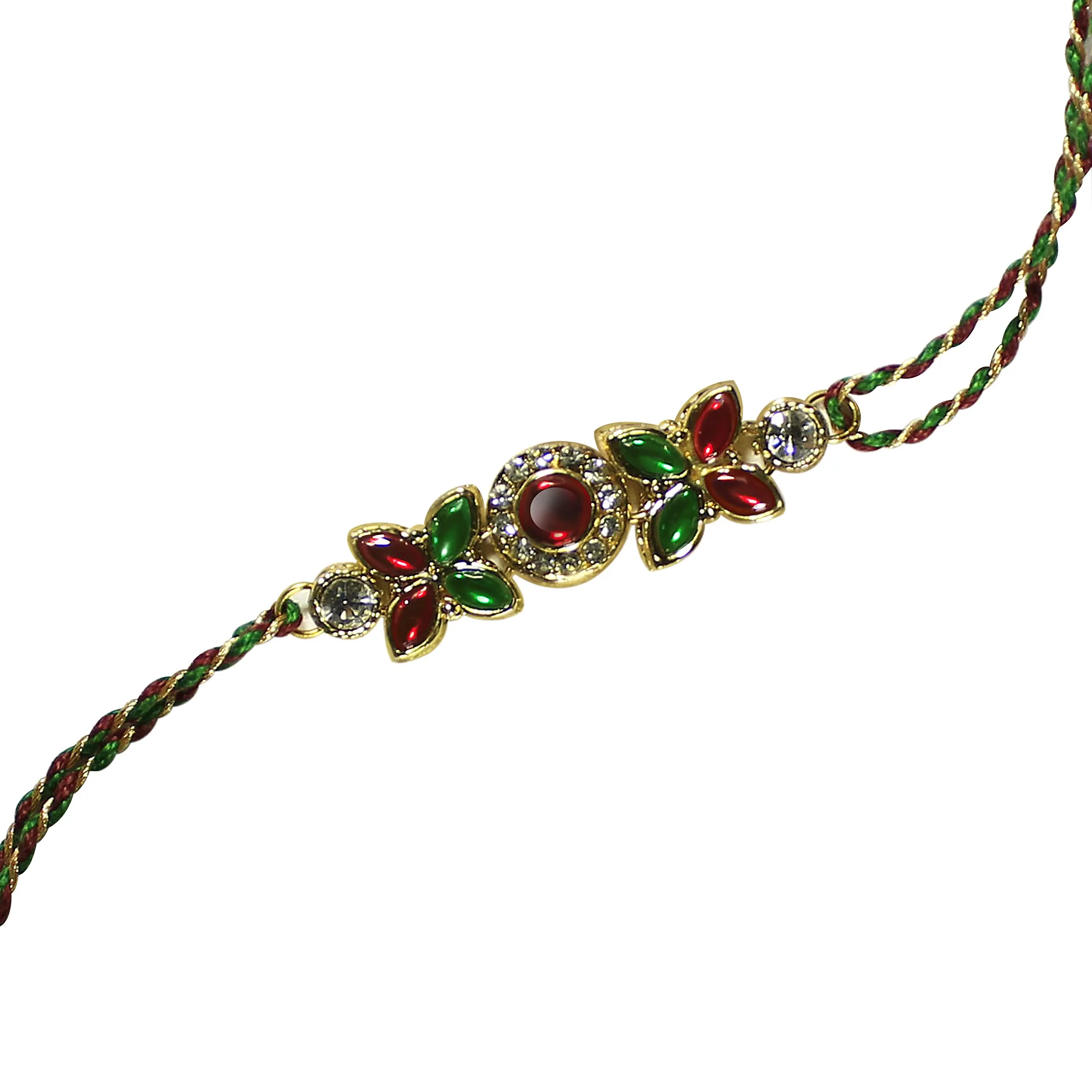 Rakhi Thread for Brother for Raksha Bandhan Handmade Gold Om Design Silk Rakhee Rakshabandhan Bracelet with Resin /& Motif in Kundan Design