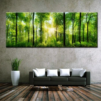 Spring The Sunshine Forest Landscape Painting Canvas Print Green Forest Pictures Oil Paintings Art Home Kitchen Buy Modern Sunshine Forest Oil Paintings Art Spring Landscape Canvas Painting Gree Forest Wall Art Home