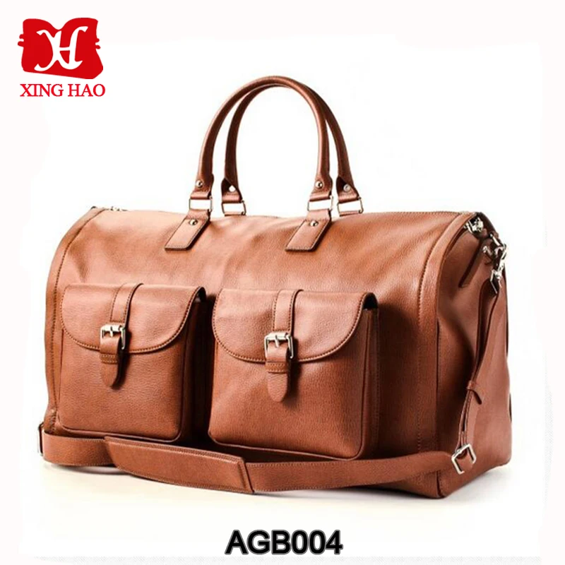Luxury Genuine Leather Travel Suit Bag Weekend Garment Duffel Product On