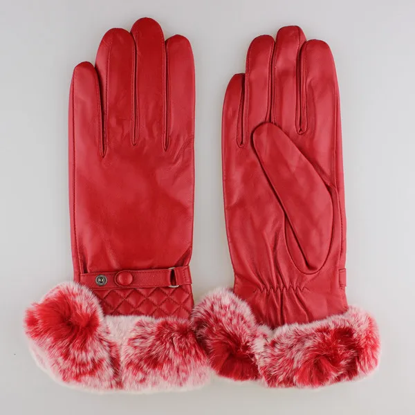 fur glove rex rabbit cuff genuine hand gloves manufactures in China