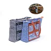 Wholesale classical Large travel stripe leather beach tote With Make up Transparent bag