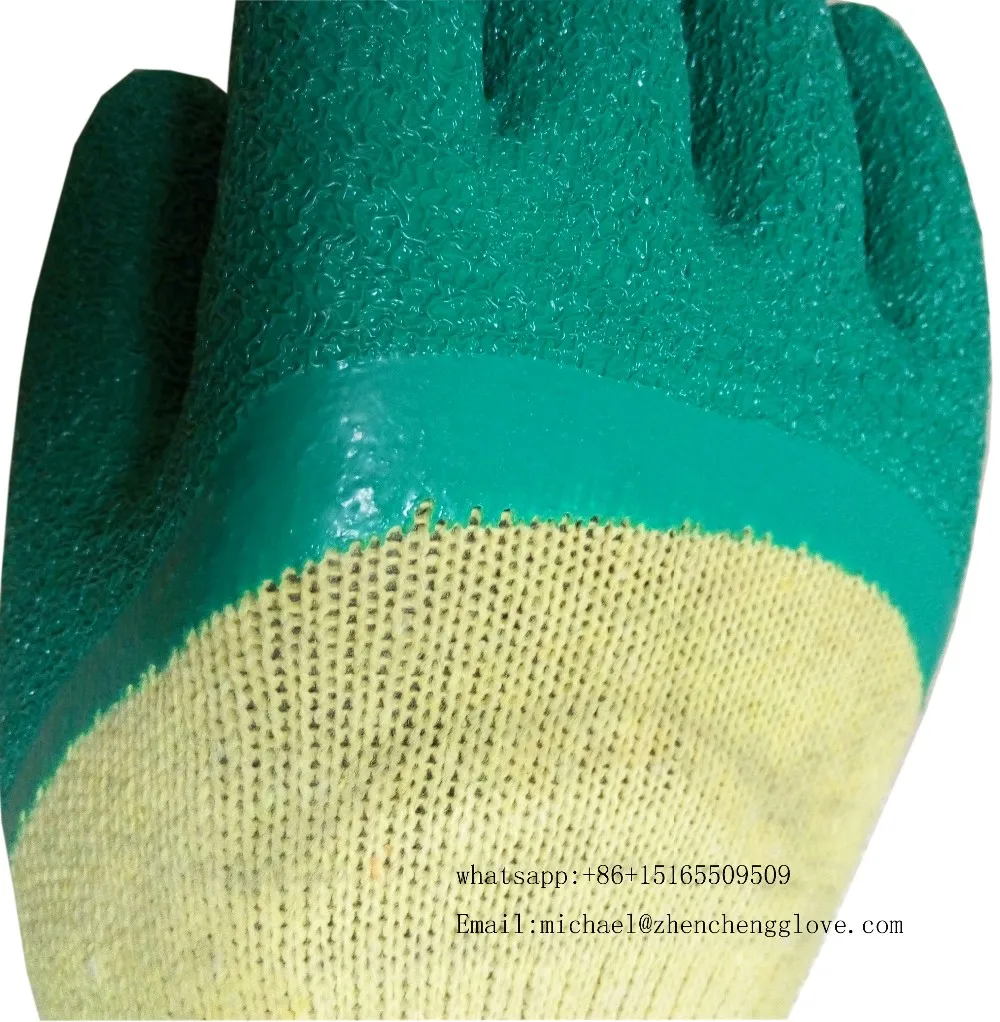 High Quality Great Grip Green Latex Coated Working Glove/construction Safety Gloves/luvas