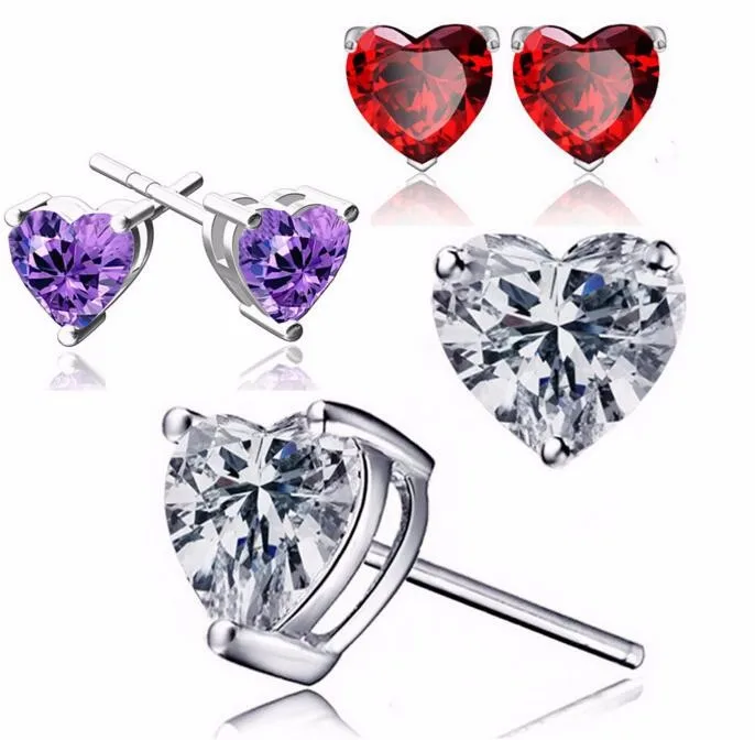 Valentine's Day Gift Fashion Jewelry Sets Silver Aaa Cz Zircon Red