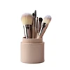 Portable PU Leather Makeup Brush Case Cylinder Set for Women Makeup