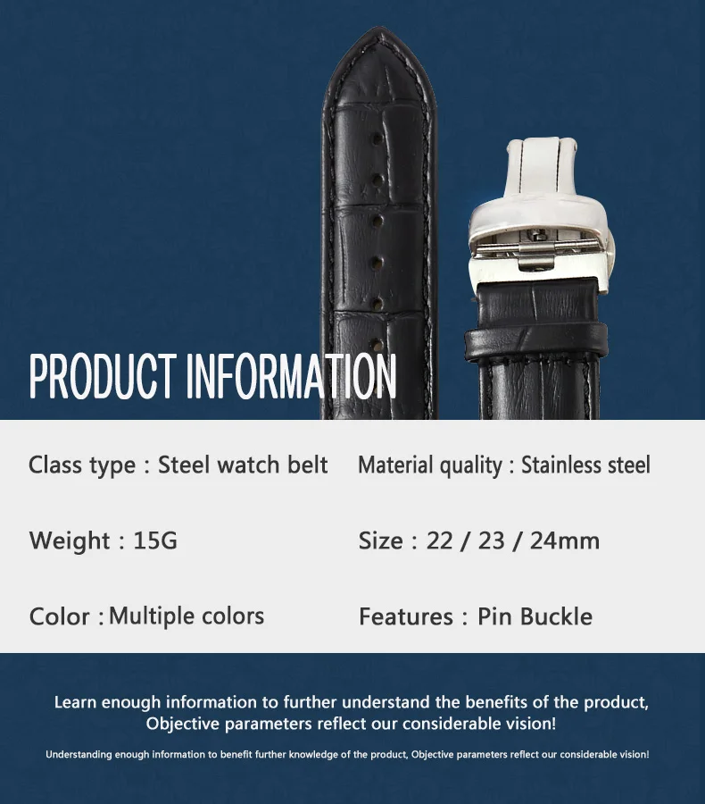 Custom Soft Calf Genuine Leather Men Strap Watch Watchband 