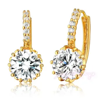 Trendy Gold Earring Single Stone Simple Stud Korea Design Trendy Gold Earring Single Stone Simple Stud Korea Design