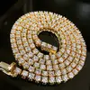 CZ Micro Paved Gold Diamond Tennis Chain Necklace for Men