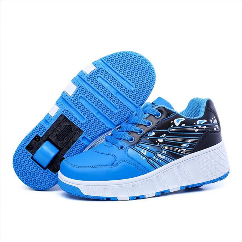 2016 New Leather Kids Adults Roller Shoes Heelys Boys Girls Sneakers With Wheels Zapatillas Con Ruedas