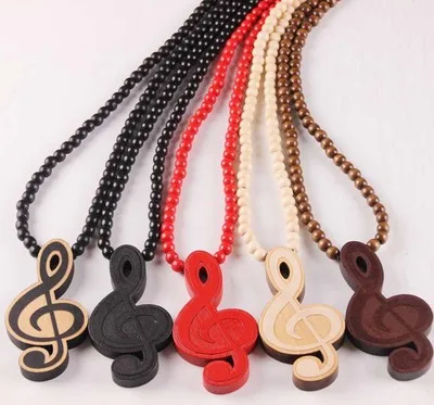 Retro Music wood sterling silver necklace Accessory For Woman Men