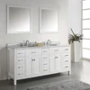 Carrara White Marble Counter Double Sinks Furniture Transitional Bathroom Cabinet