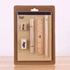 Free sample Environment-friendly paper pencil, kraft pen wood sharpener,eraser set blister card custom packing for class