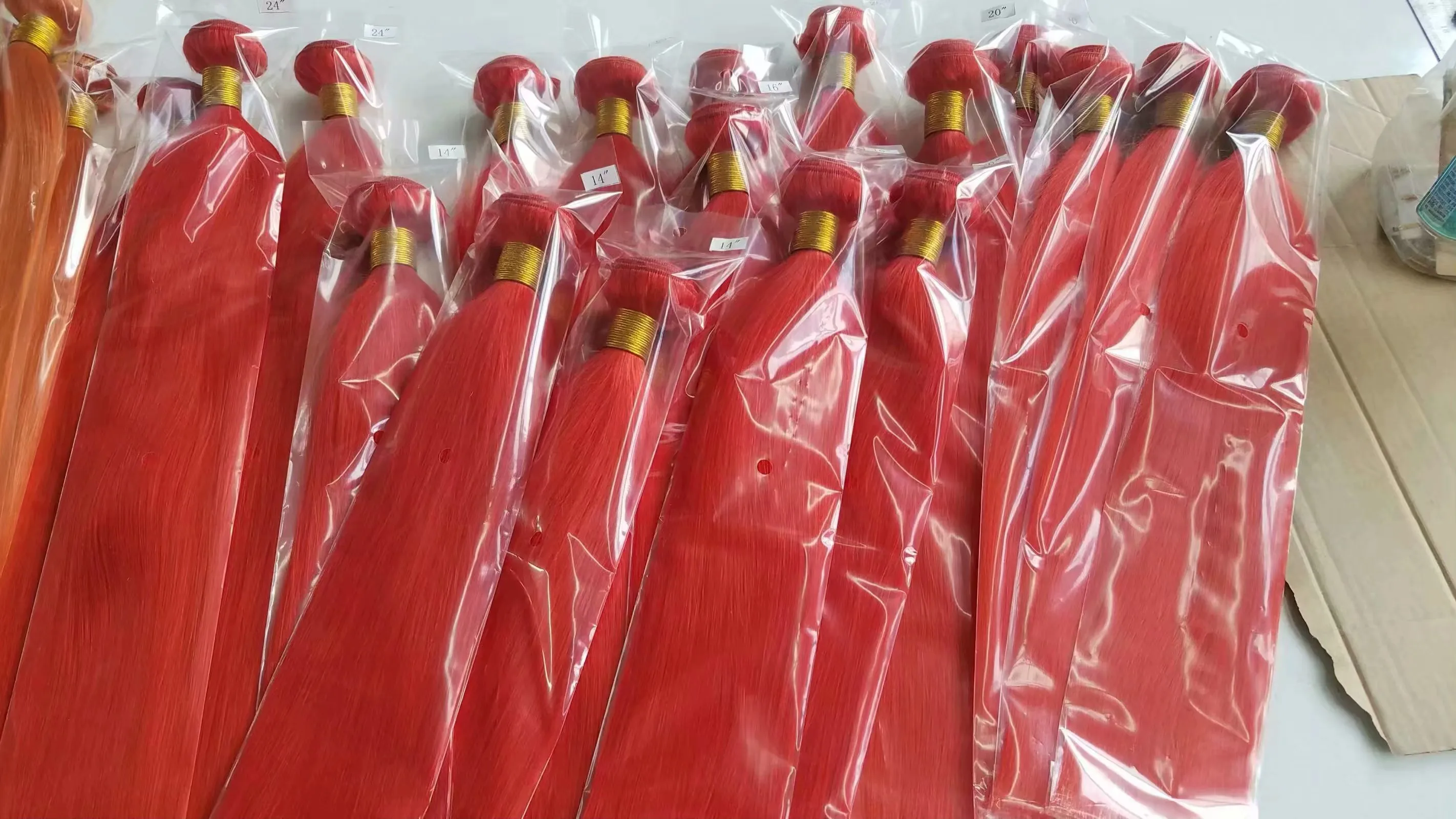 8 40inch Red Colored Human Hair Bundle Weaves Virgin Brazilian peruvian