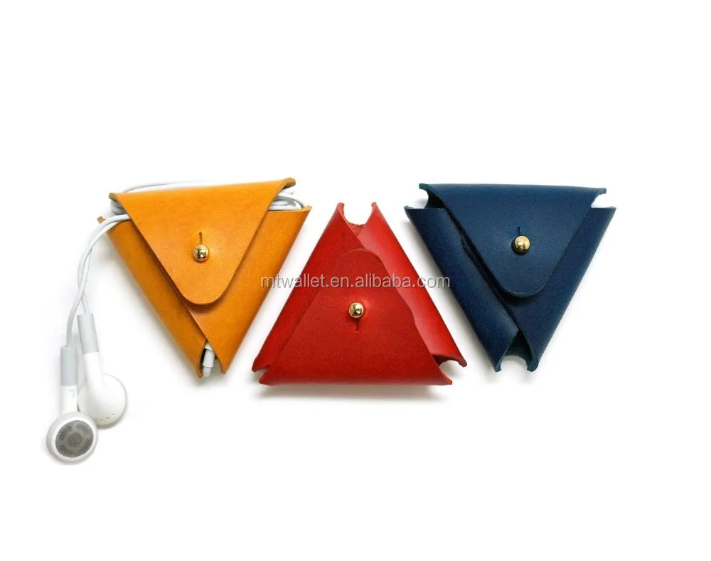 Hot Selling Unique Unisex Design 100 Genuine Leather Triangle Earbud
