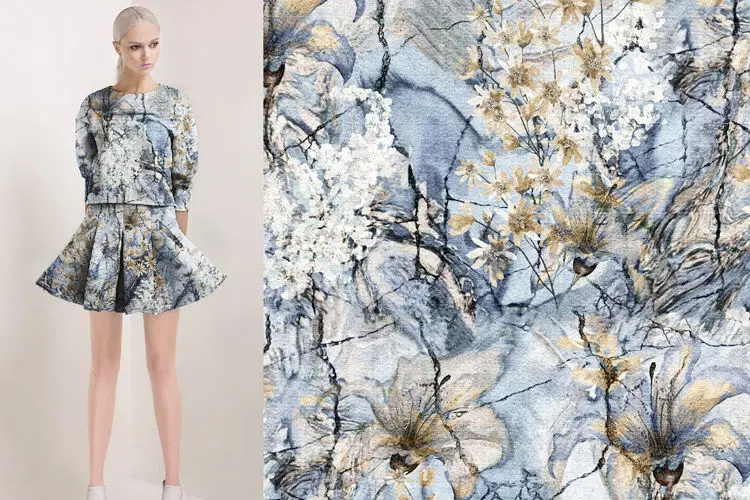 eco-friendly no moq digital print satin fabric 2020 New style 100% polyester satin custom digital print flower fabric for dress