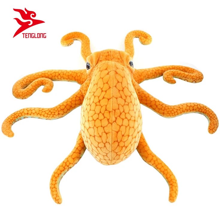 Realistic Stuffed Soft Plush Orange Octopus Marine Animal - Buy Marine ...