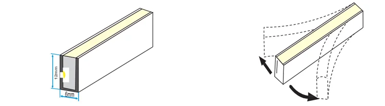 24V 6x12 mm smd2835 120leds/m mini side view silicone flex strip led neon light for decoration