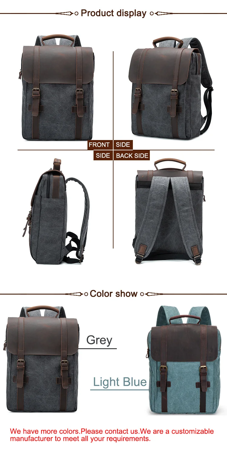 New Canvas Leather School bag Backpack 2018 / zaini