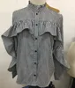 gingham long sleeve checked shirt blouse with ruffles