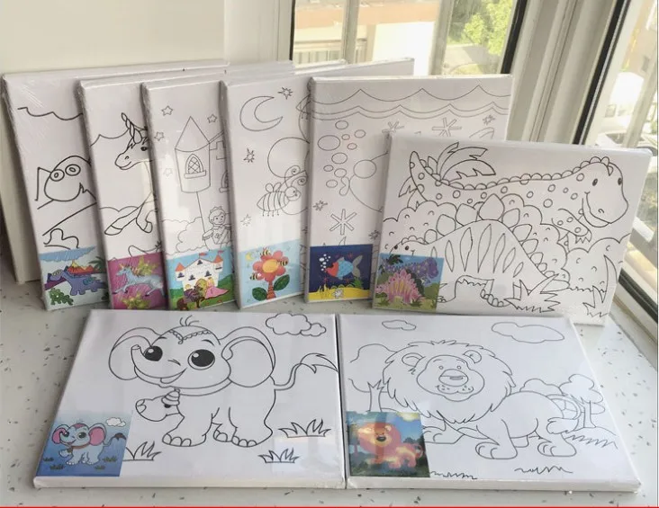 
DIY canvas painting by numbers pre printed canvas for kids 