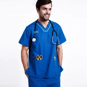 Men Natural Uniforms Medical Hospital Nursing Scrub Set Top & Pants Men Natural Uniforms Medical Hospital Nursing Scrub Set Top & Pants
