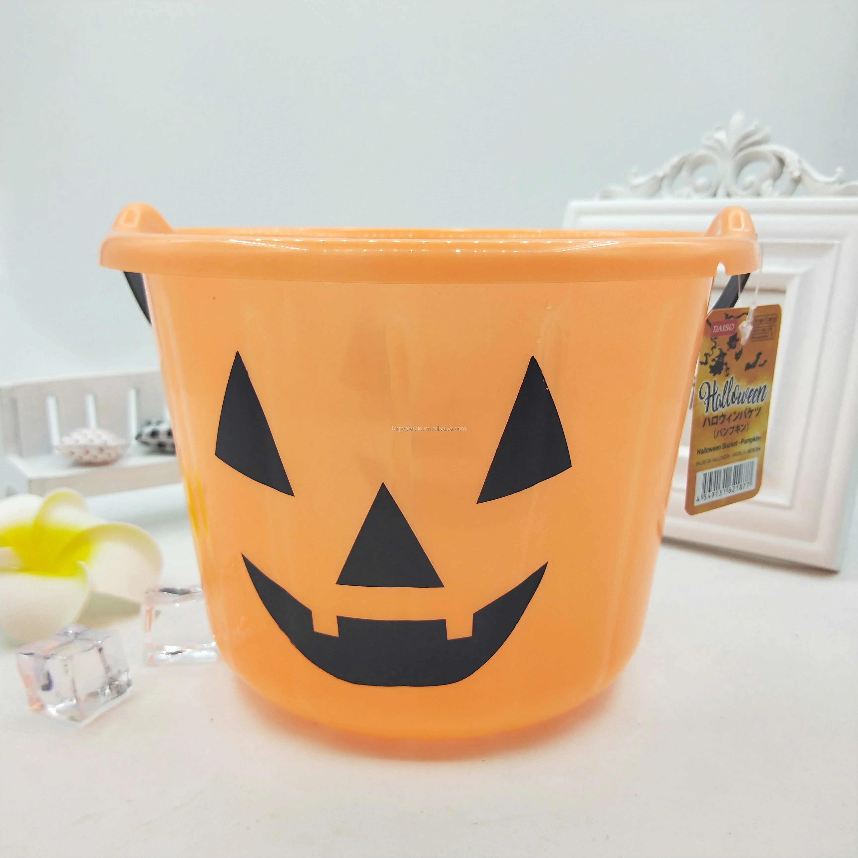 6 Pack Halloween Candy Bucket 9" Diameter 7" High With Handles Large