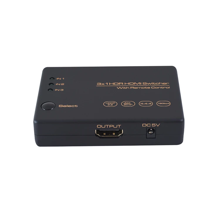 3 Port Hdmi Splitter Switcher 3x1 Auto Switch 1 In 3 Out 4K/60Hz Support HDCP 2.2