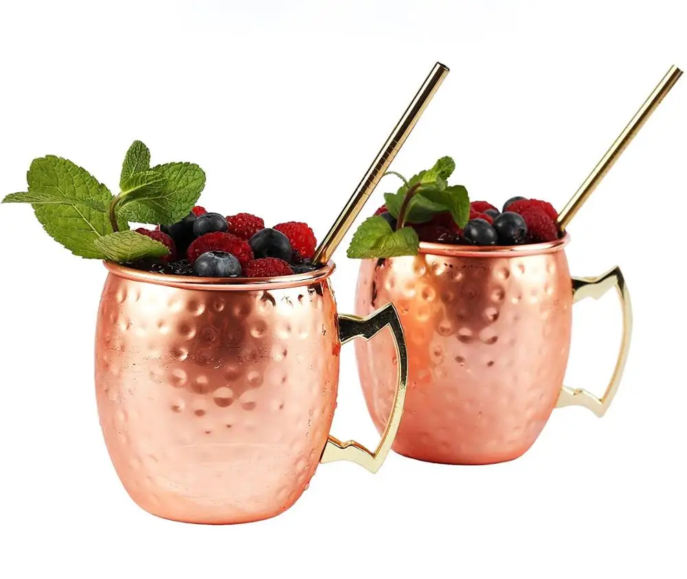 Moscow Mule Copper Mugs 2 Packs,550ml Stainless Steel With Copperplated Cocktails Drink Cup