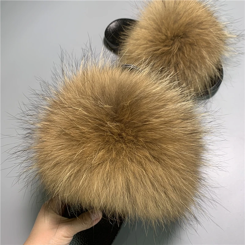 real racoon fur slides