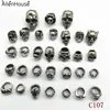 factory price Latest Design Customized Casting huge hole 8mm Bracelet Slider Charms Metal Skull Beads for punk style jewellery