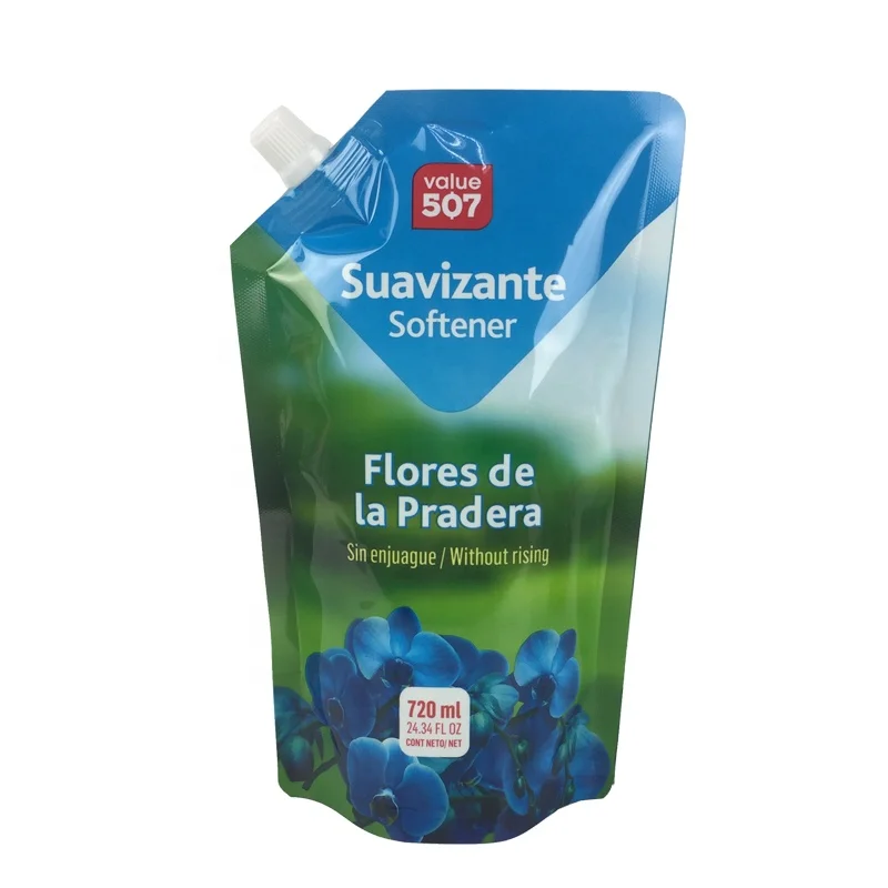 Biodegradable Custom Printed Liquid Laundry Detergent Spout Pouches Plastic Stand Up Pouch Bags