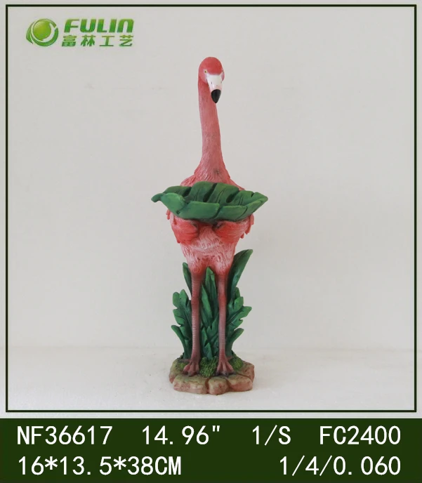 Pink Flamingo Garden Ornaments Resin Statue Novelty Bird Feeder