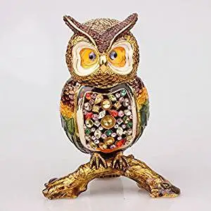 Snowy Owl Bird Decorative Ornament Trinket Keepsake Box White Metal 9 cm