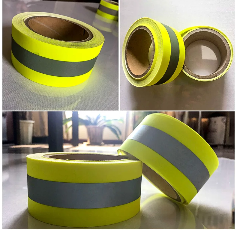 Fluo Yellow Flame Fire Retardant Warning Reflective Safety Cotton Tape