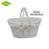White wicker knitting basket for wedding decoration