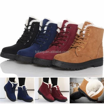 Warm Girls Latest Fashion Winter Fur Lined Lace Up Ankle Boots Women ...
